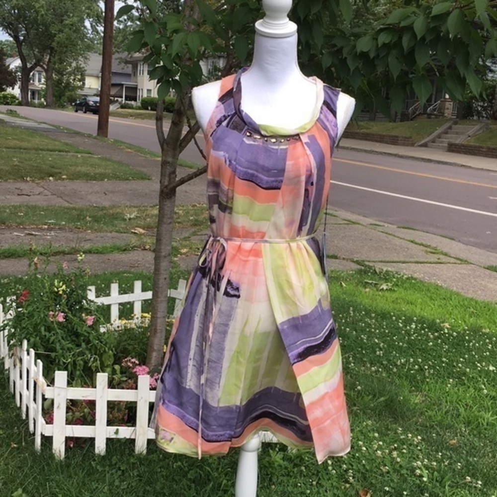 NEW Vera Wang multi colored chiffon Dress